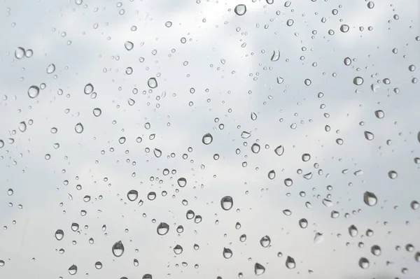 Gotas Chuva Vidro Perto — Fotografia de Stock