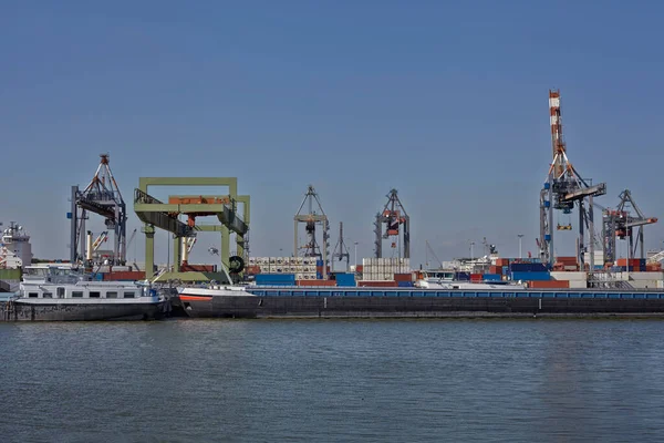 Porto Carga Roterdão Maior Porto Holanda Europa Guindastes Contentores — Fotografia de Stock