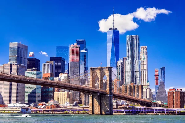 Nueva York Estados Unidos América Brooklyn Bridge Atardecer Visto Desde — Foto de Stock