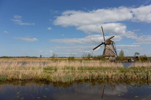 Usinas Kinderdijk Cobrem Dezenove Usinas Noroeste Alblasserwaard Polder Província Zuid — Fotografia de Stock