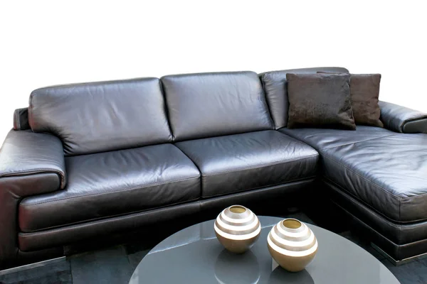 Sofa Poduszkami Białym Tle — Zdjęcie stockowe