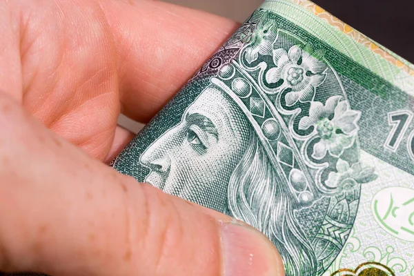 Zlotys Poloneses Reais Anverso Com Retrato Rei Close Dinheiro Dinheiro — Fotografia de Stock
