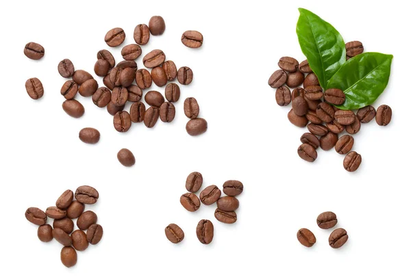 Coffee Beans Isolated White Background Roasted Arabica Flat Lay Top — Stock Photo, Image