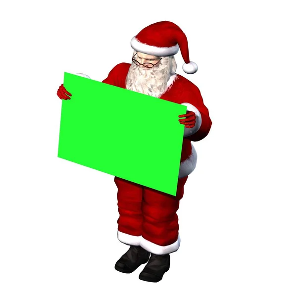 Santa Claus Con Escudo Verde Aislado Sobre Fondo Blanco Ilustración — Foto de Stock