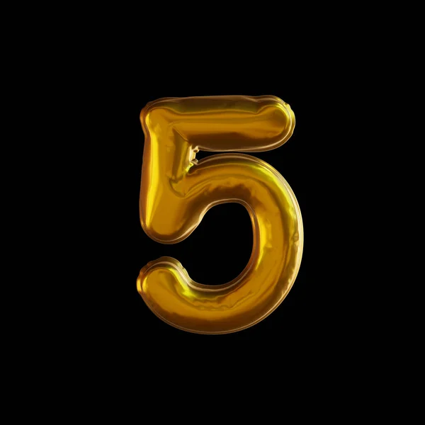 金色の光沢のある箔フォント 三番の三次元レンダリング — ストック写真