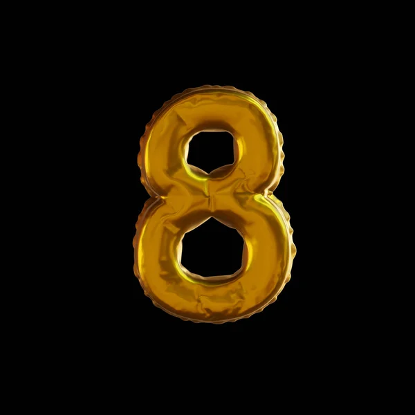 Number Rendering Golden Balloon Isolated Black Background — Stock Photo, Image