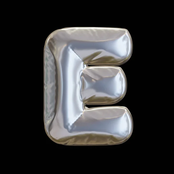 Silver Balloon Letter Realistinen Renderöinti Mustalla Pohjalla — kuvapankkivalokuva