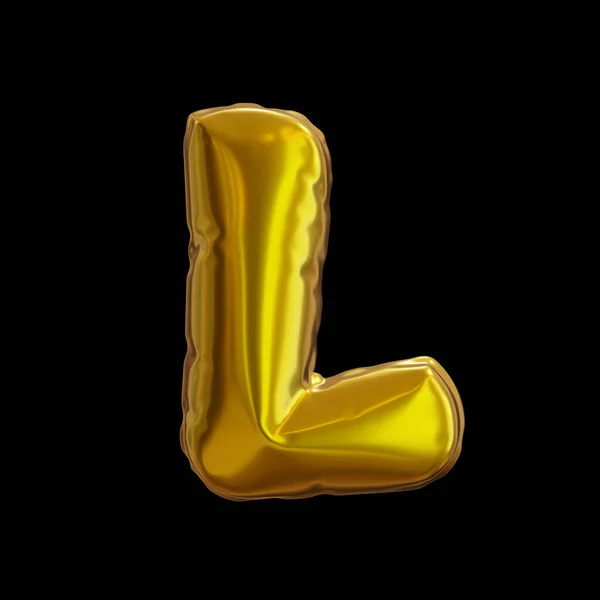 Golden Balloon Brev Realistisk Rendering Svart Bakgrund — Stockfoto