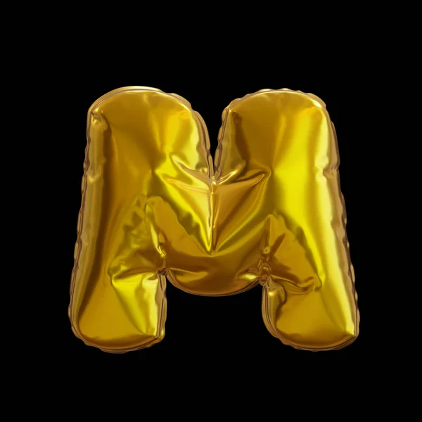 Golden Ballon Letter Realistische Rendering Een Zwarte Achtergrond — Stockfoto