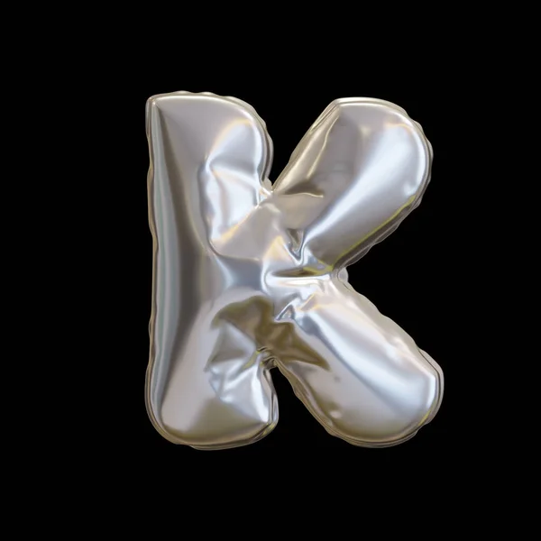 シルバーバルーン文字K 黒の背景に現実的な3Dレンダリング — ストック写真