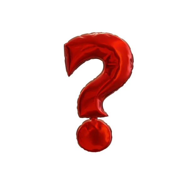Red Balloon Question Mark White Background Rendering — Stock Photo, Image