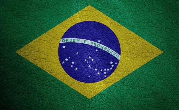 Flaga Brazylijska Malowana Fakturze Grunge — Zdjęcie stockowe