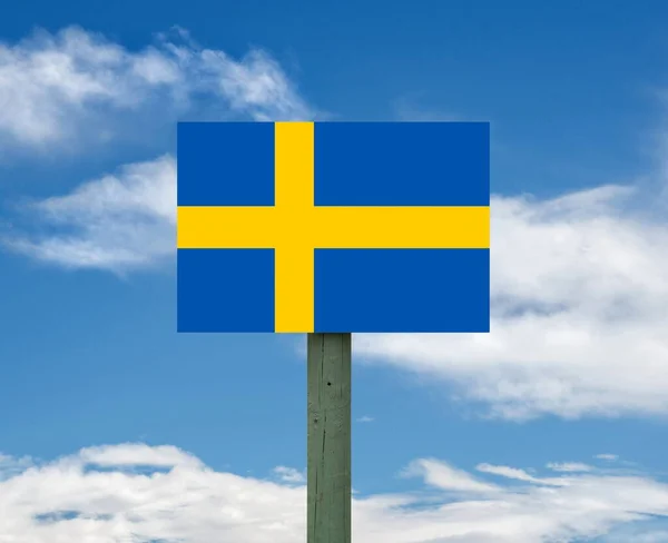 Sweden Flag Background City Illustration — Stock Photo, Image