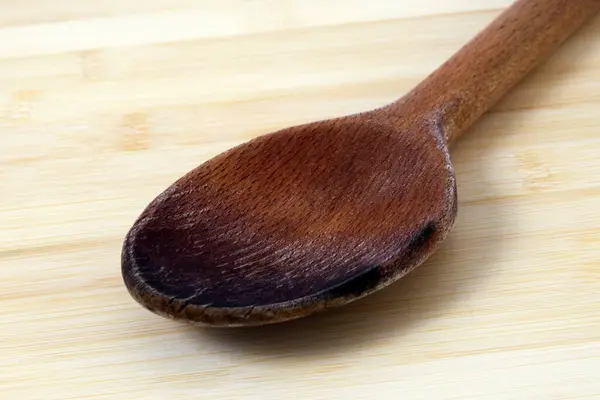 Wooden Spoon Wood Background — Stock Photo, Image