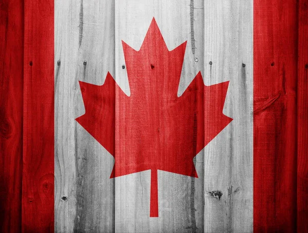 Canada Flagga Träplanka — Stockfoto
