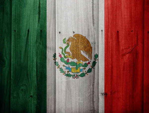 Bandera México Pintada Sobre Fondo Madera —  Fotos de Stock