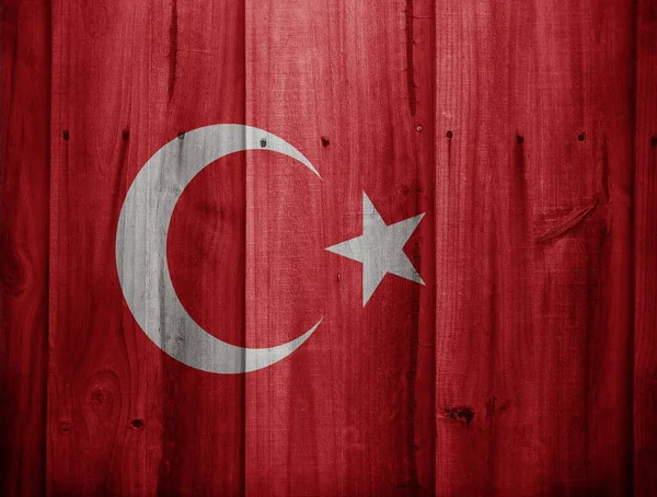 Flagge Der Türkei Auf Holzgrund Gemalt — Stockfoto