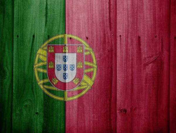 Σημαία Της Πορτογαλίας Φόντο Ξύλινη — Φωτογραφία Αρχείου