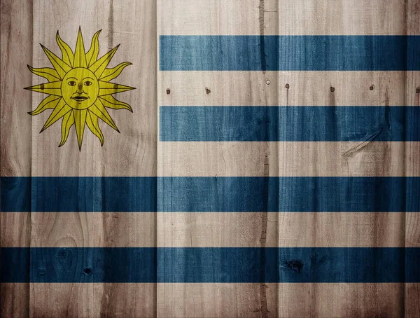 Bandiera Dell Uruguay Fondo Legno — Foto Stock