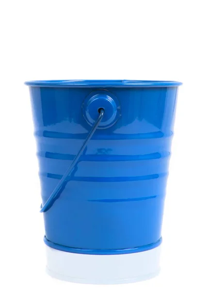 Kék Műanyag Vödör Tisztítására Elszigetelt Fehér Háttér — Stock Fotó