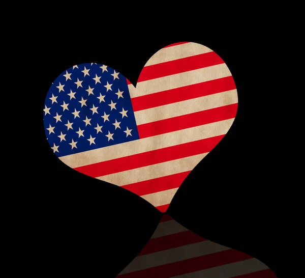 Σχήμα Καρδιάς Αμερικανική Σημαία Μαύρο Φόντο — Φωτογραφία Αρχείου