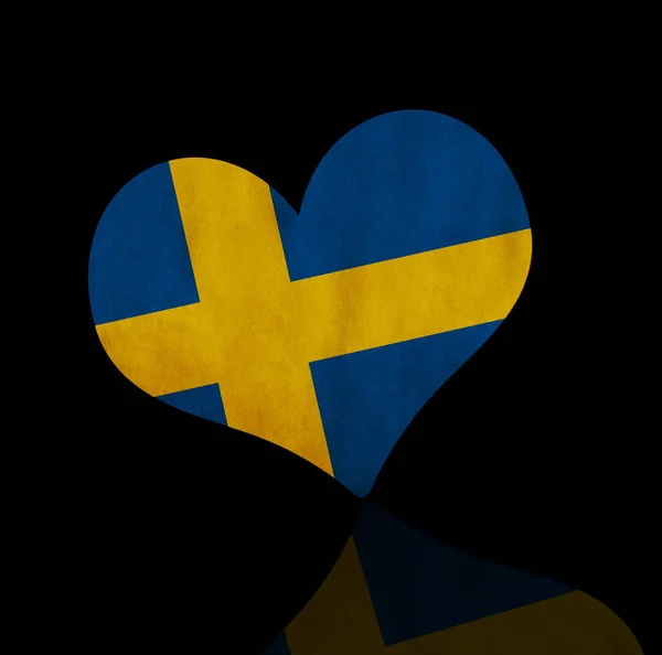 Flag Sweden Painted Black Background — Stock Photo, Image