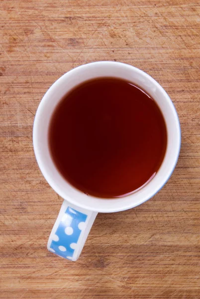 Xícara Chá Com Açúcar Branco Mesa Madeira — Fotografia de Stock