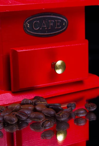 Red Coffee Beans Wooden Background — Stock Photo, Image