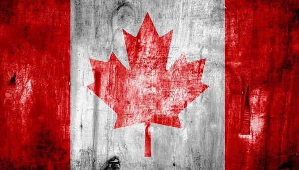 Grunge Flaga Kanady Malowane Starej Tekstury Drewna — Zdjęcie stockowe