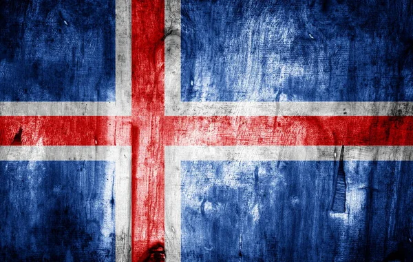 Bandera Iceland Pintado Sobre Textura Madera Vieja — Foto de Stock