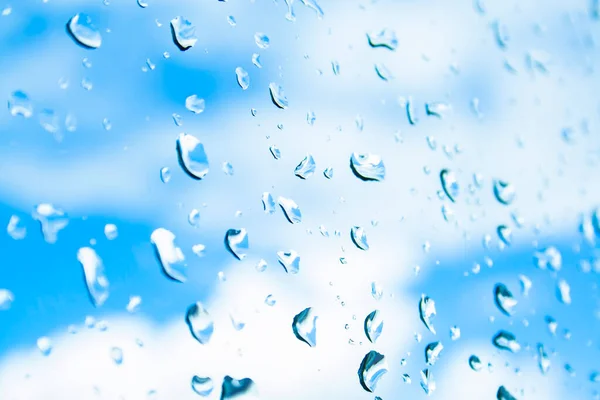 Gotas Agua Después Lluvia Sobre Vidrio Limpio Hermosa Textura Gotas — Foto de Stock