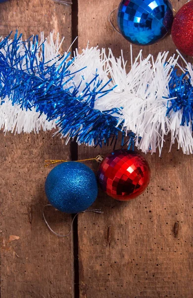 Decoración Navidad Con Decoraciones Sobre Fondo Madera —  Fotos de Stock