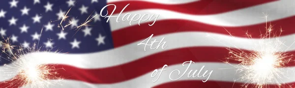 Happy Července Vlajka Spojených Států Amerických Použití Jako Panorama Pozadí — Stock fotografie