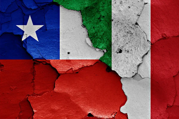 Прапори Чилі Італії Намальовані Зламаній Стіні — стокове фото