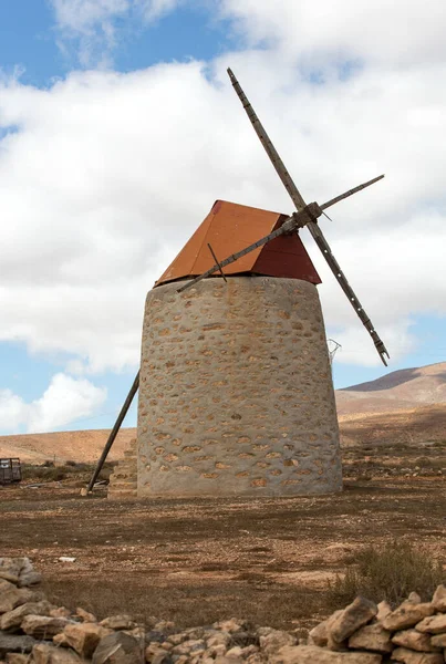 Lajares Teki Yuvarlak Taş Yel Değirmeni Fuerteventura Kanarya Adaları Spanya — Stok fotoğraf