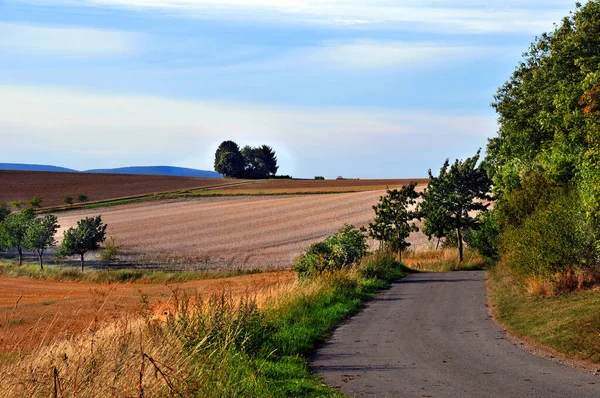 Vackert Landskap Med Väg Landet — Stockfoto