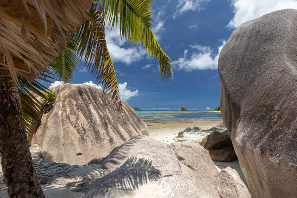 Bella Spiaggia Anse Source Argent Sull Isola Seychelles Digue Con — Foto Stock