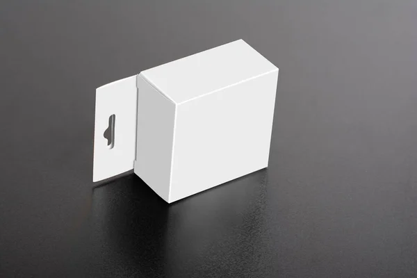 Karanlık Zeminde Askısı Olan Beyaz Kutu Düzenlenebilir Seri Şablonu Tasarımınız — Stok fotoğraf