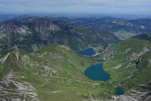 Aerial View Gyrocopter Mountain Lakes Tannheim Mountains Tyrol Austria — Stock Photo, Image