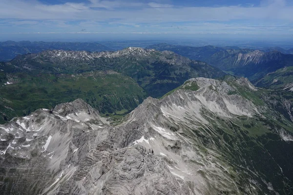 Αεροφωτογραφία Από Αυτόγυρο Του Βουνού Και Της Κοιλάδας Του Lech — Φωτογραφία Αρχείου