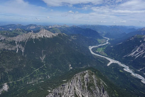 Повітряний Вид Автогіроскопа Гори Долини Леху Тіролі Австрія — стокове фото