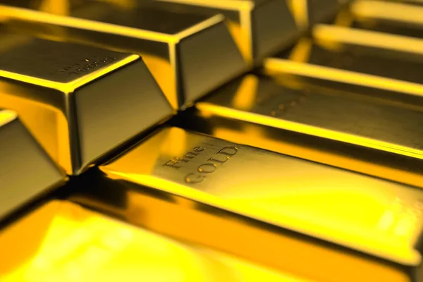 Barras Ouro Com Fundo Dourado — Fotografia de Stock