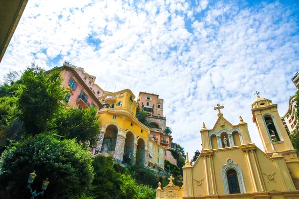 Blick Auf Eine Historische Kirche Monte Carlo Monaco Einem Sonnigen — Stockfoto
