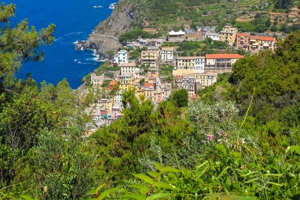 View Historic Architecture Cinque Terre Italy Colourful Houses Sunny Day — Stock Photo, Image