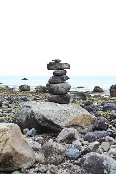 Kamienna Rzeźba Kamień Rzeźba Plaża Wybrzeże Ocean Stary Piaszczysta — Zdjęcie stockowe