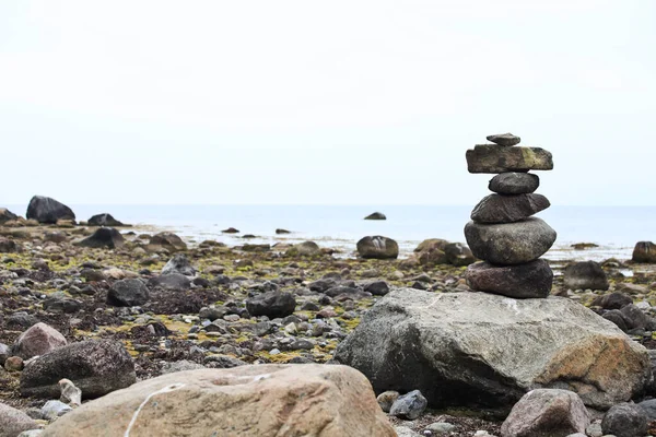 Stone Sculpture Stone Sculpture Beach Coast Ocean Old Sand — Stock Photo, Image