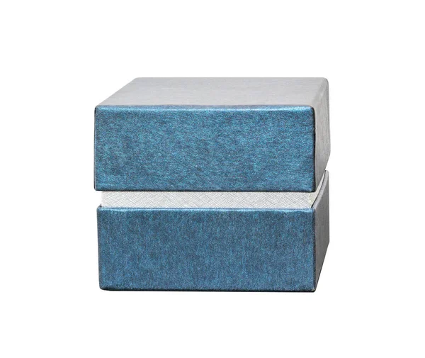 白い背景に隔離された青いギフトボックス — ストック写真