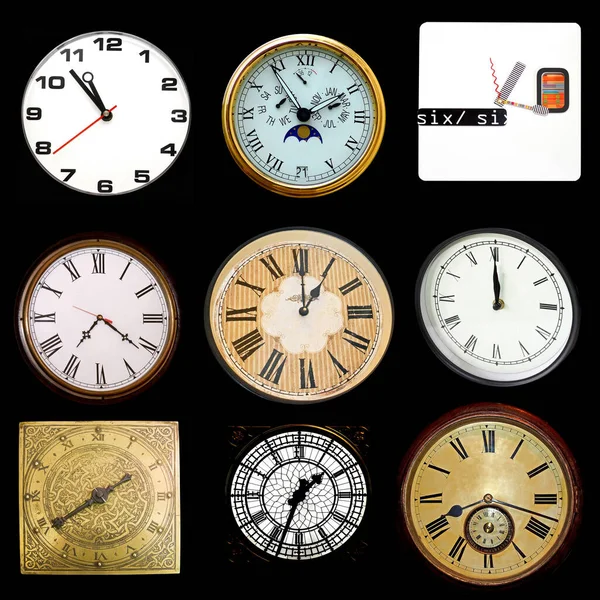 Zestaw Dwunastu Zegarów Zegarów — Zdjęcie stockowe
