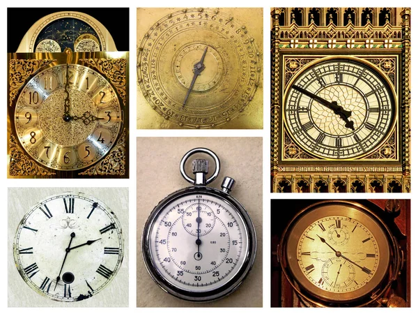 Old Vintage Pocket Watch Set Different Photos — Stock Photo, Image