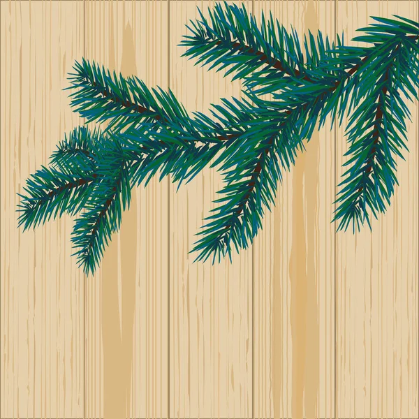 Sprig Blue Spruce Background Wood Vector Illustration — Stock Photo, Image